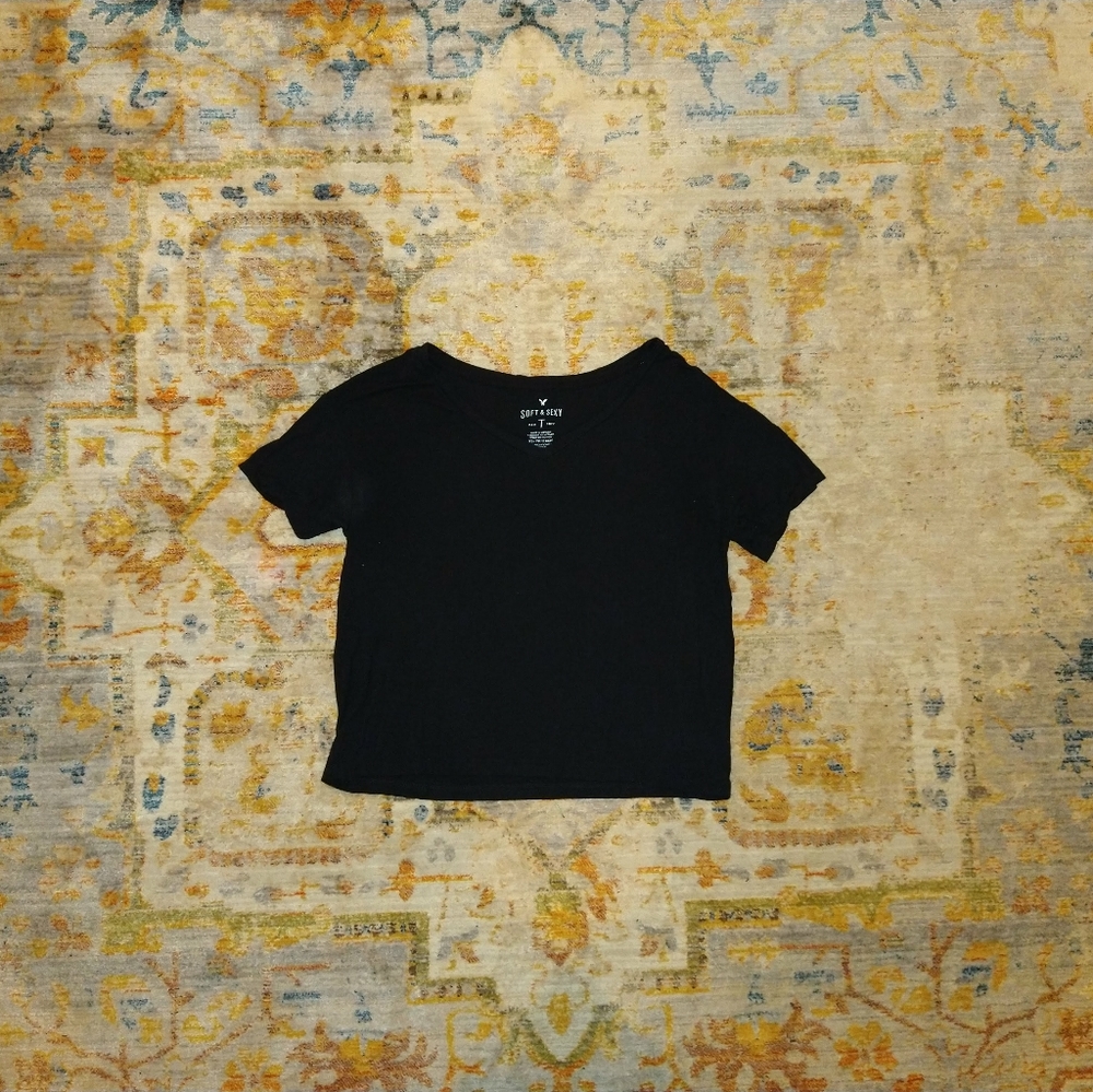 American Eagle Black V-Neck Top